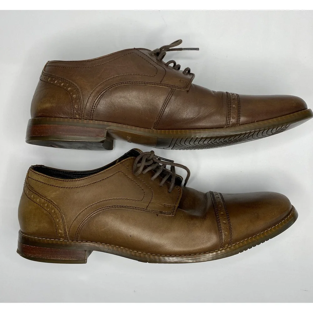 Rockport Mens 11 Brown Leather Walkability Shock‎ Absorbing Lace Up Oxford Shoes